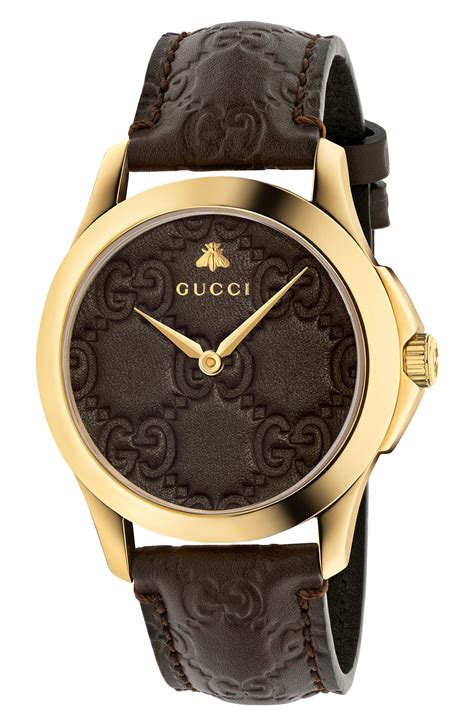 gucci brown leather watch|vintage gucci watch leather band.